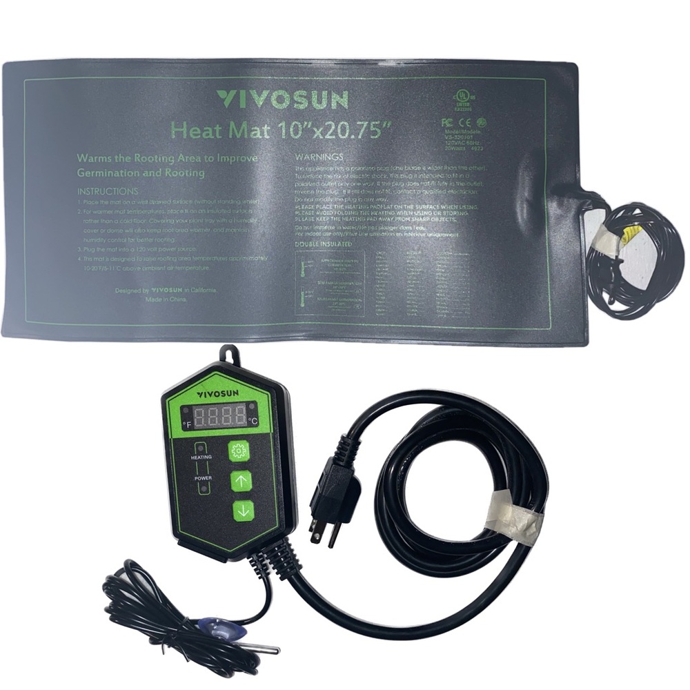 Vivosun 10"x 20.75" Seedling Heat Mat ‎VS-330101 & Digital Thermostat Model TS2